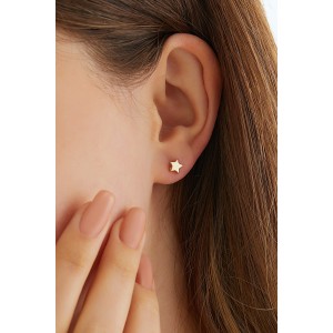 14 Ayar Sarı Altın Yıldız Modeli Vidalı Küpe